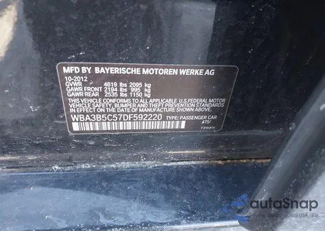 2013 BMW 328I xDrive from USA, damaged, VIN WBA3B5C57DF592220